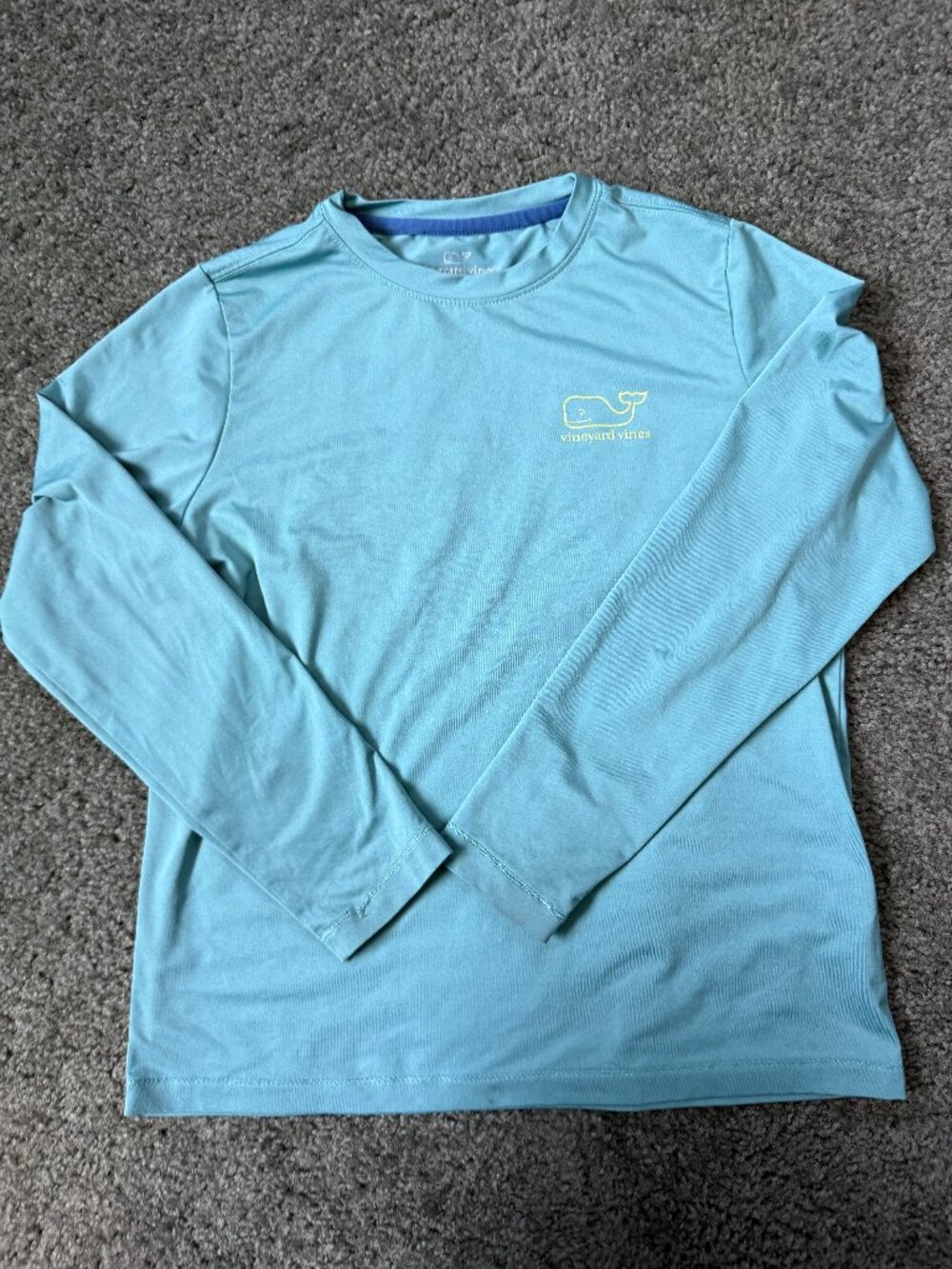Vineyard Vines Boys Performance Rash Guard Shirt Long Sleeve Aqua Blue Size 7